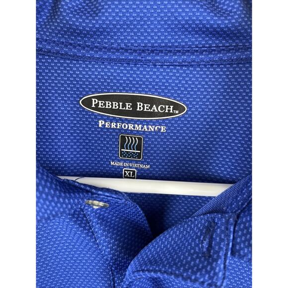 Pebble Beach Golf Polo Perf Dry Luxe Shirt Blue Print Men's Size XL Jose Cuervo - Picture 2 of 6